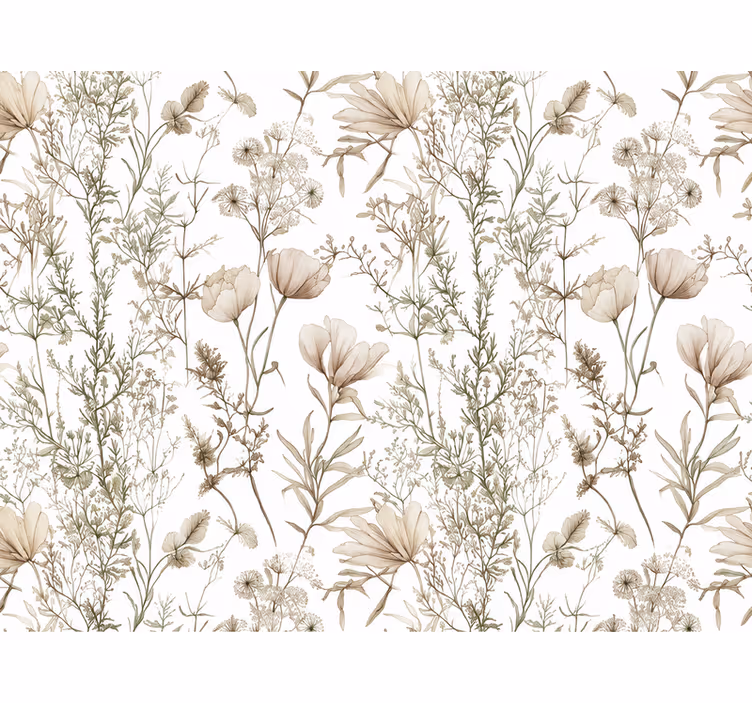 Papel tapiz hojas composición floral delicada - TenVinilo