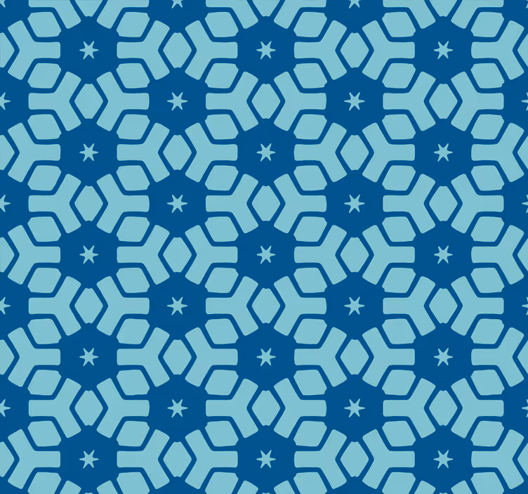 Papel pintado baño azul geométrico con estrellas - TenVinilo
