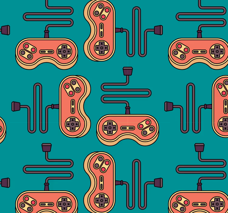 Papel tapiz juvenil controladores de videojuegos - TenVinilo