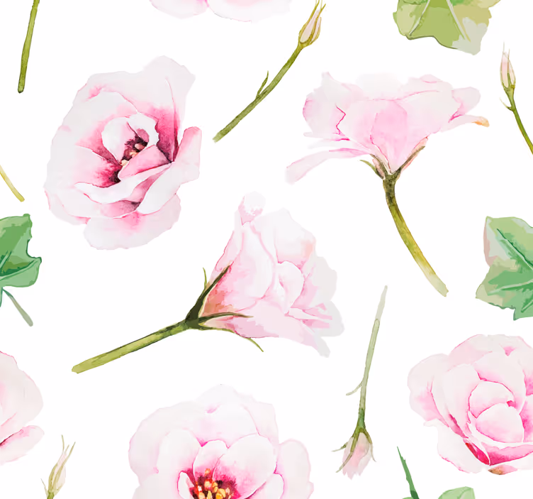 Papel pintado flores rosas tonos claros - TenVinilo