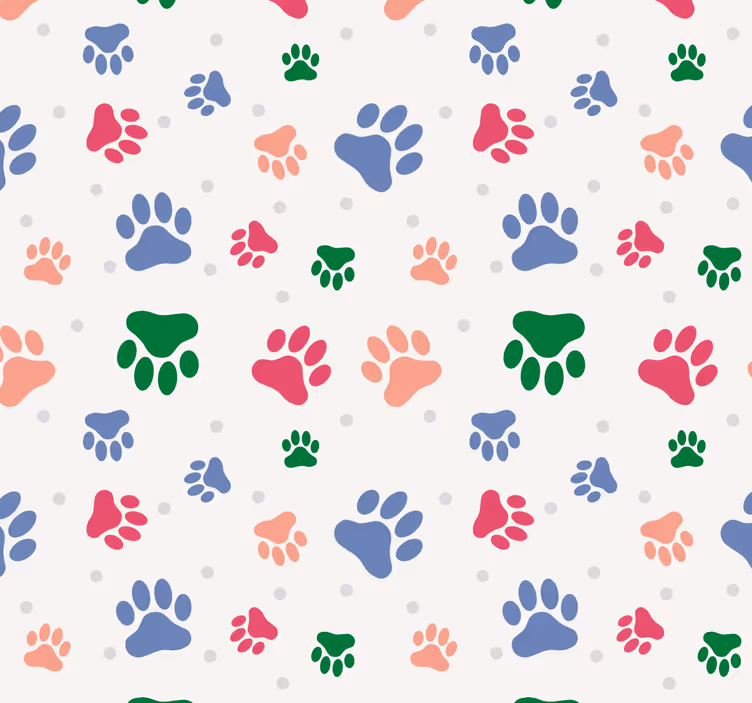 Papel tapiz perros decoración con patrón de pata - TenVinilo