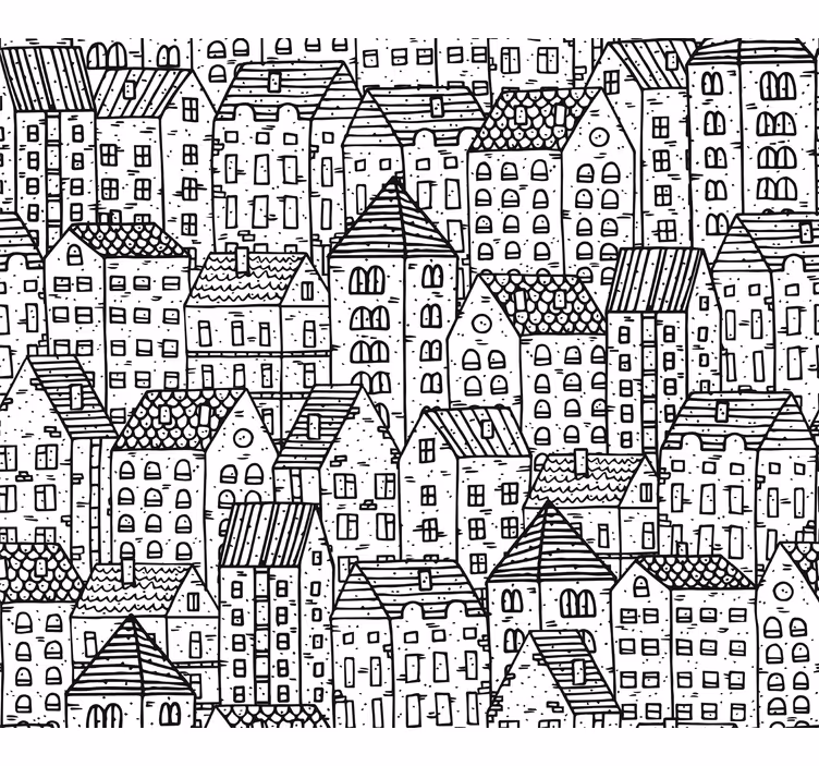 Papel pintado de ciudad de casas bonitas - TenVinilo