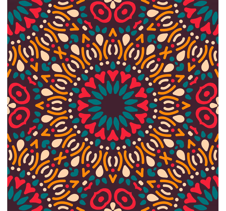 Papel pintado ornamental mandala colorida - TenVinilo