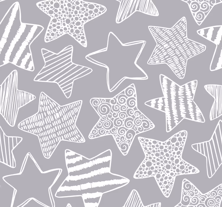 Papel pintado infantil de estrellas blancas - TenVinilo