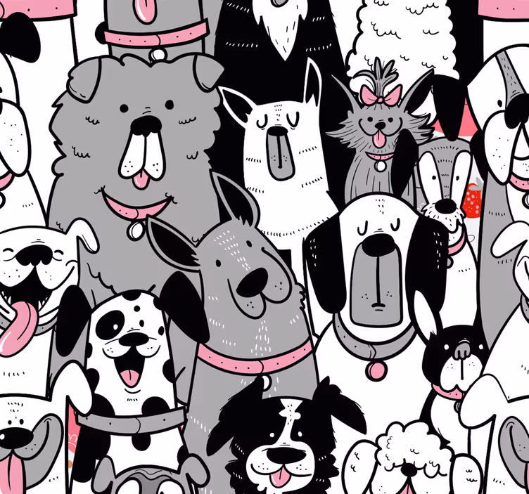 Papel pintado infantil perros blanco y negro - TenVinilo