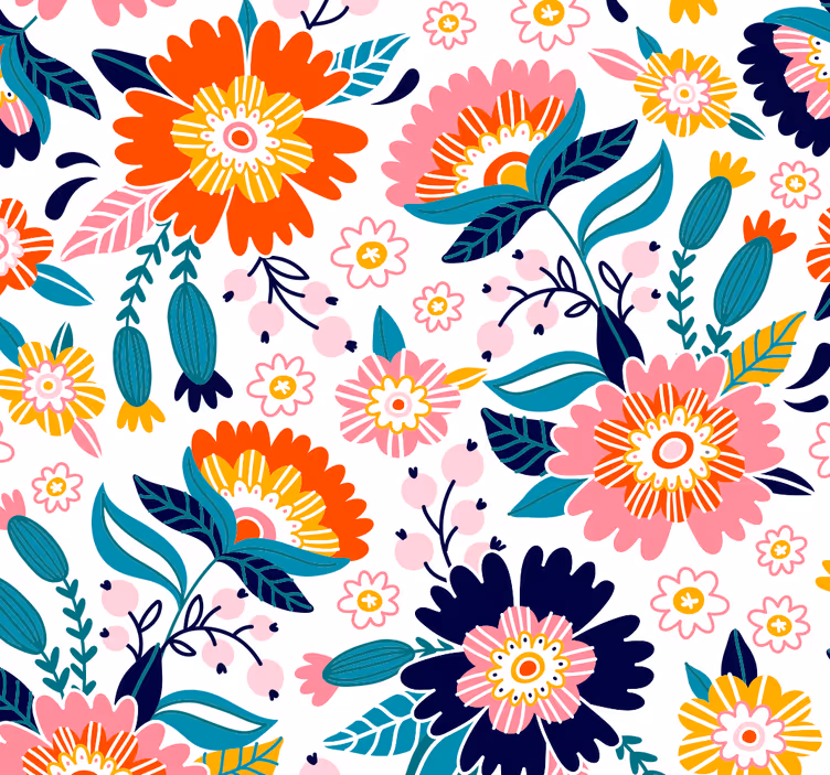 Papel pintado flores coloridas románticas - TenVinilo