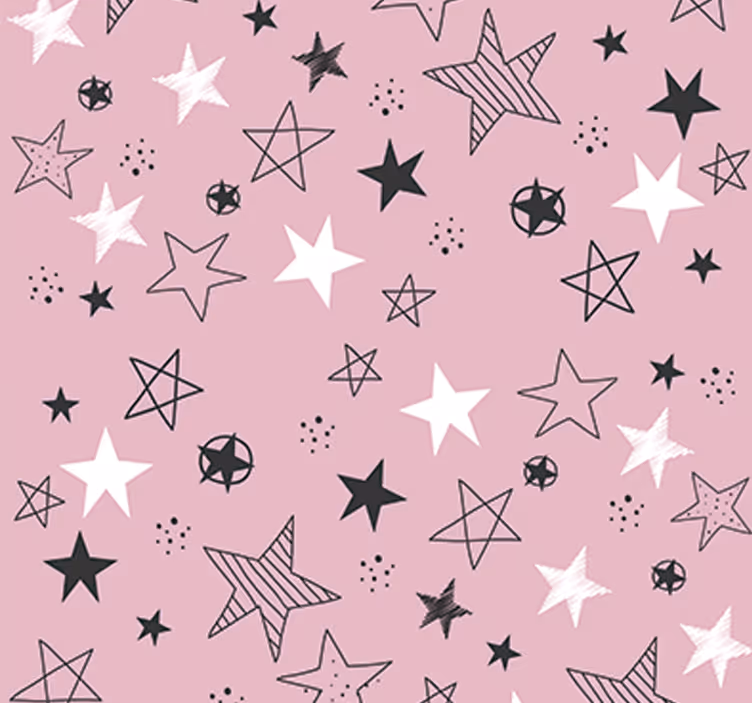 Papel pintado de  estrellas rosas infantiles - TenVinilo