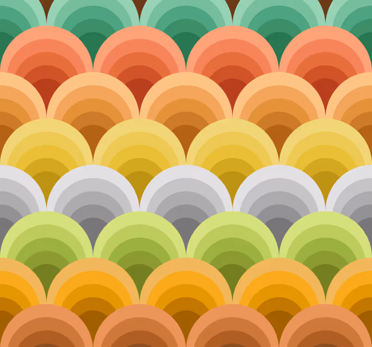 Papel pintado vintage semicírculos multicolor - TenVinilo