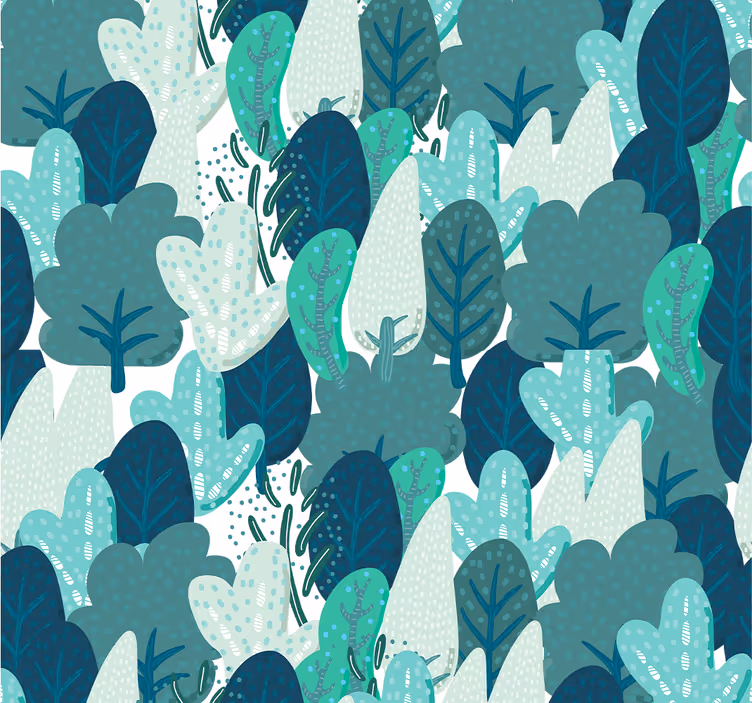 Papel pintado naturaleza árboles dibujados - TenVinilo
