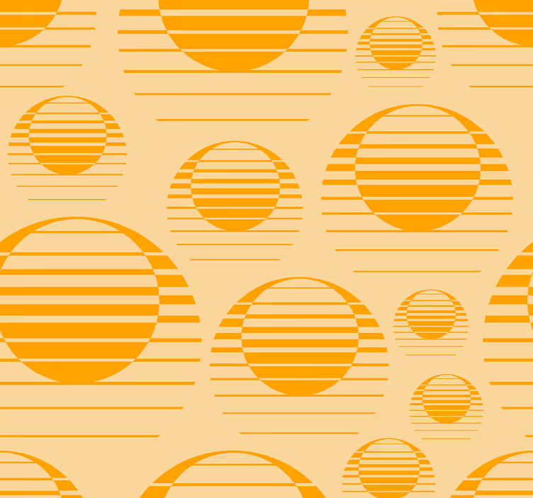 Papel pintado geométrico dibujo sol vintage - TenVinilo