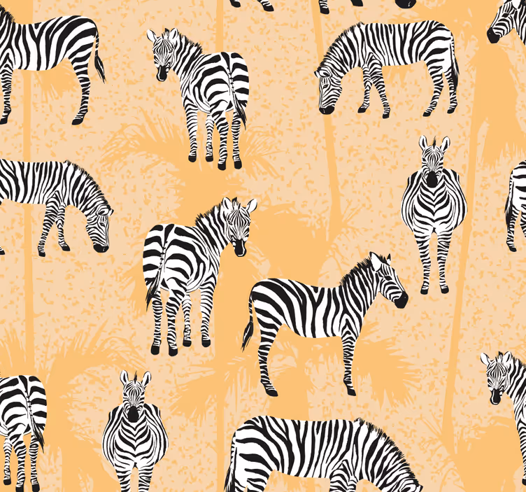 Papel pintado animales cebras y palmas - TenVinilo