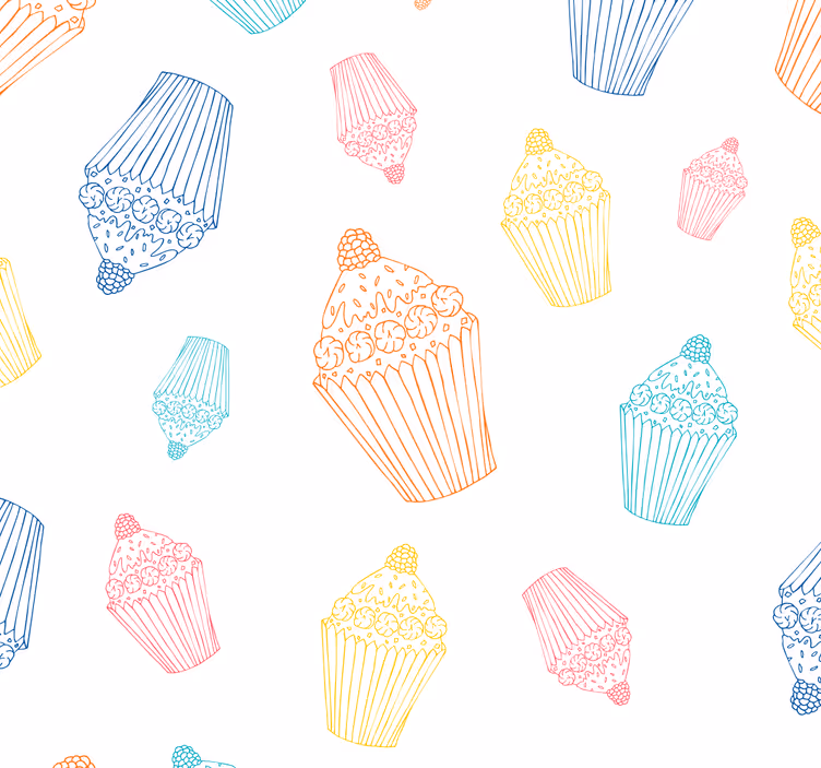 Papel pintado cocina cupcakes tonos pastel - TenVinilo