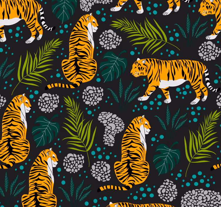 Papel pintado animales patrón tigre - TenVinilo