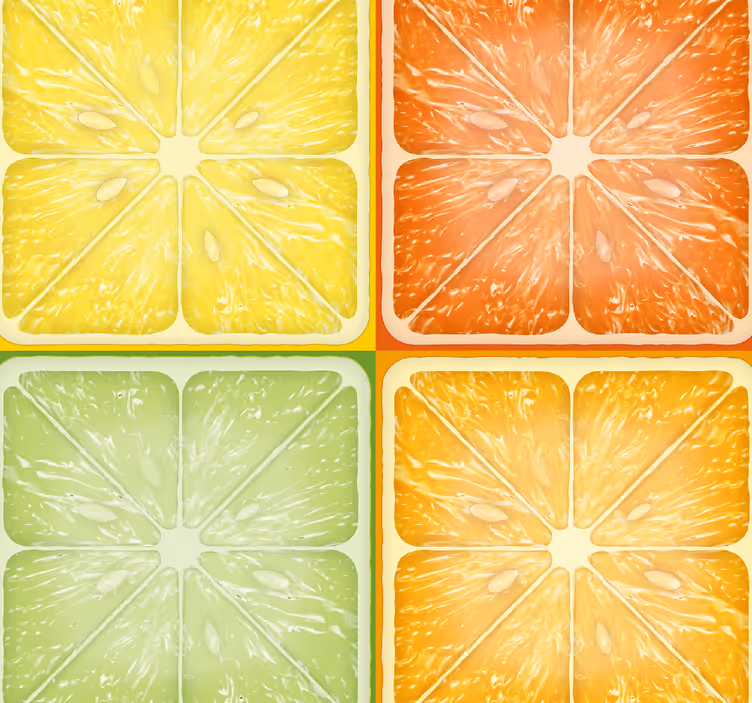 Papel pintado cocina azulejos de cítricos - TenVinilo