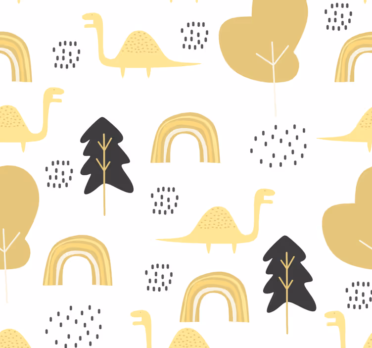 papel pintado infantil Dinosaurios amarillos estilo nórdico - TenVinilo