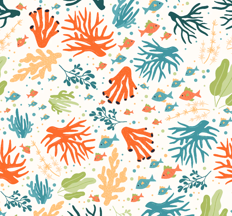 Papel pintado animal Coral colorido - TenVinilo