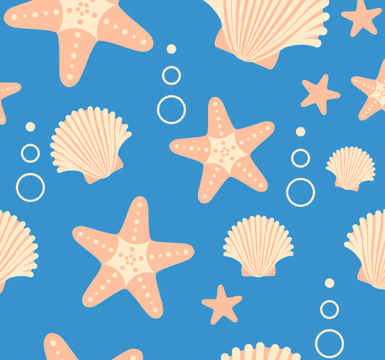 Papel pintado animal estrellas y conchas - TenVinilo