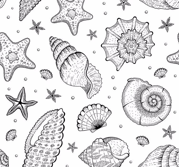 Papel tapiz naturaleza patrones de conchas de mar - TenVinilo