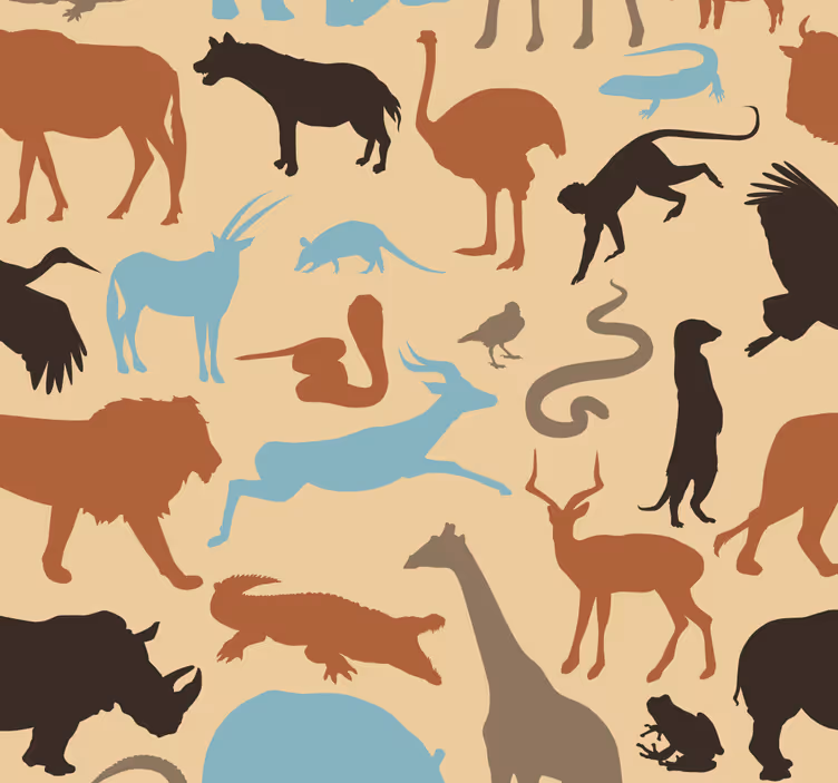 Papel pintado animal Silueta de animales de safari - TenVinilo