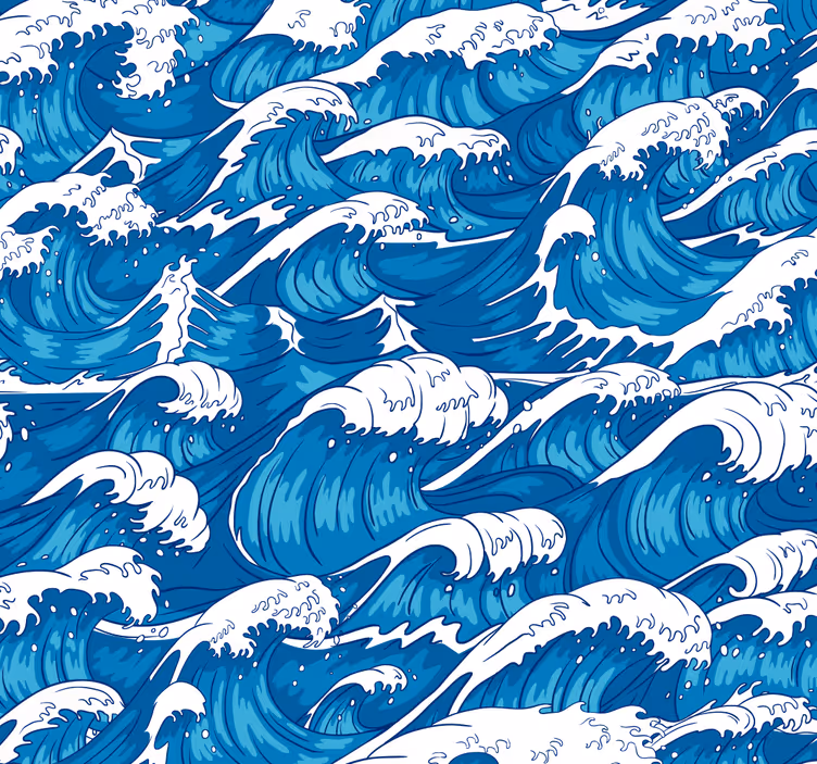 Papel pintado arte olas dibujadas - TenVinilo