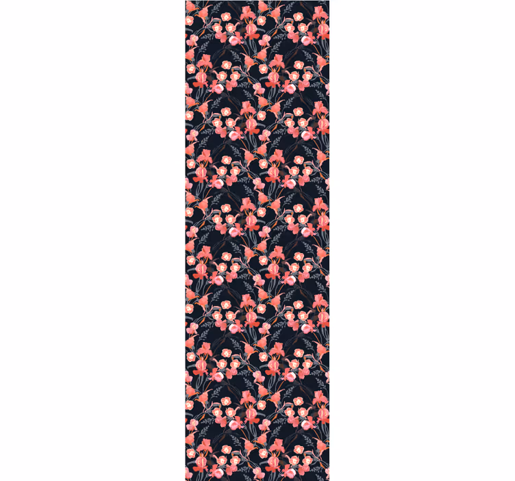 Papel pintado negro de flores rosa - TenVinilo
