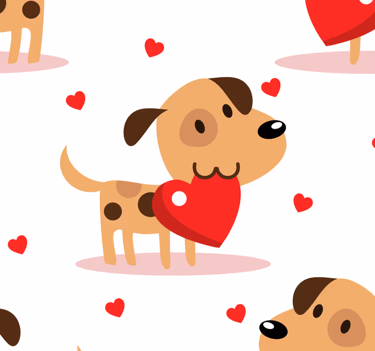 Papel pintado animal perros con corazones - TenVinilo
