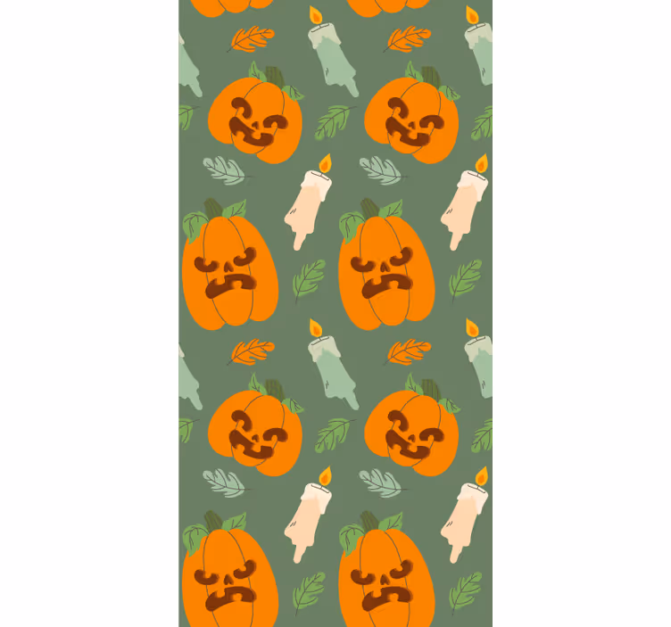 Papel pintado Halloween calabazas y velas - TenVinilo