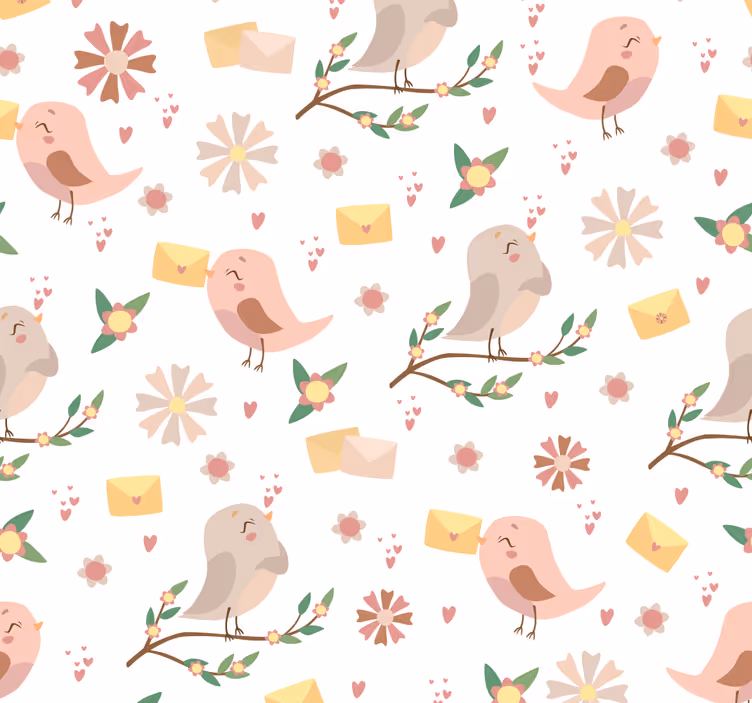Papel pintado bebé pajaritos en ramas - TenVinilo