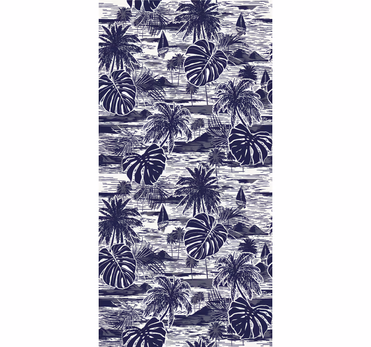 Papel pintado floral Flores azul marino - TenVinilo