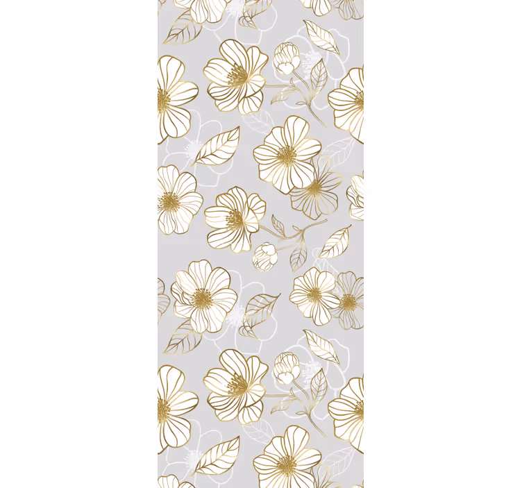 Papel tapiz floral patrón floral dorado - TenVinilo