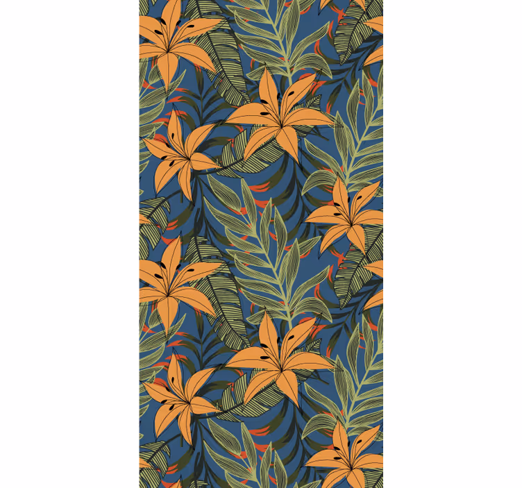 Papel tapiz flores patrón floral tropical - TenVinilo