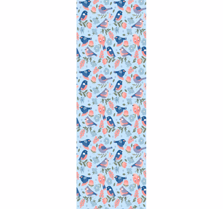 Papel tapiz pájaros patrón floral de aves - TenVinilo