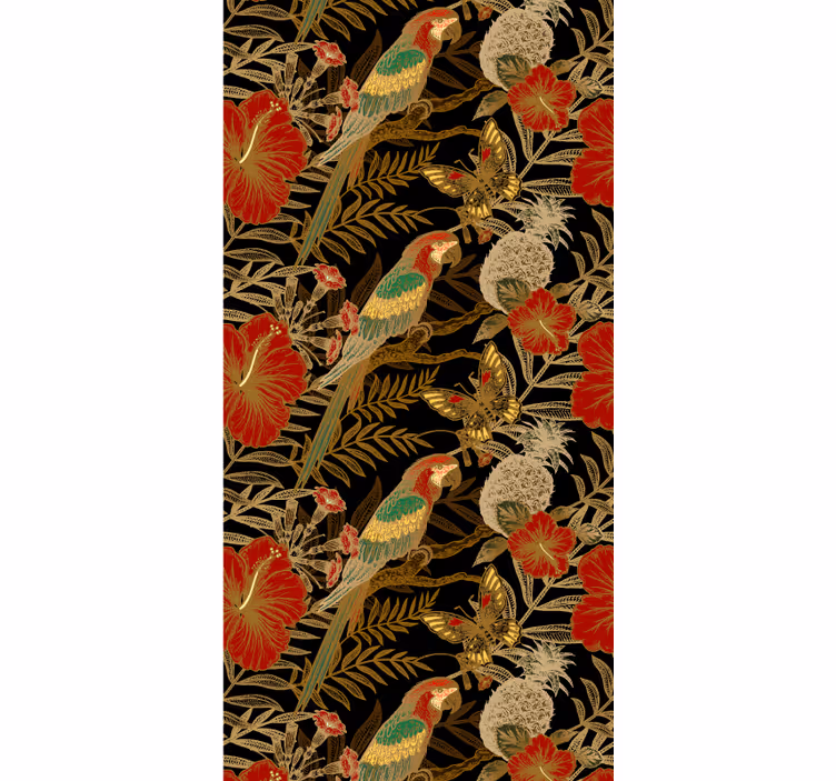 Papel tapiz loros motivo de loro tropical - TenVinilo