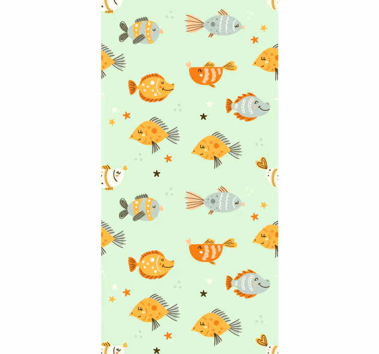 Papel tapiz peces patrón de amigos acuáticos - TenVinilo