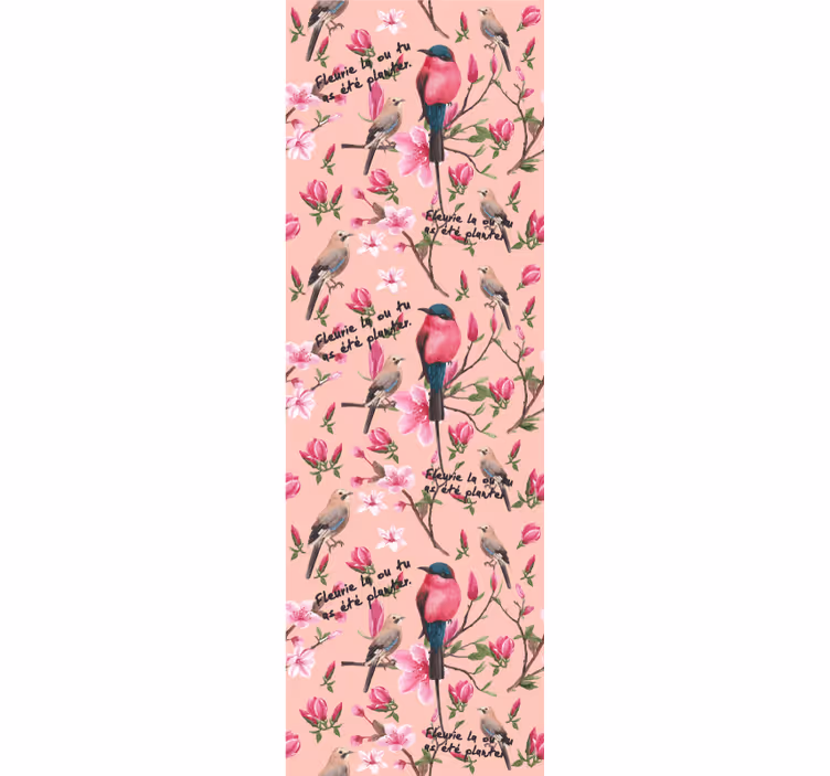 papel pintado troncos árbol rosa con un mensaje - TenVinilo