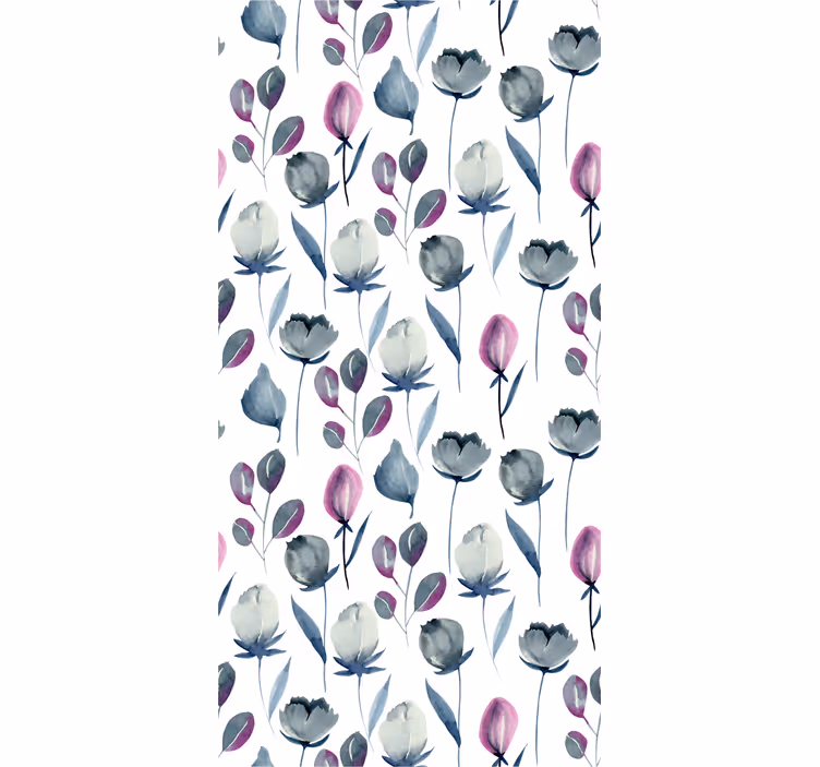 Papel pintado floral Elegante patrón floral azul índigo - TenVinilo