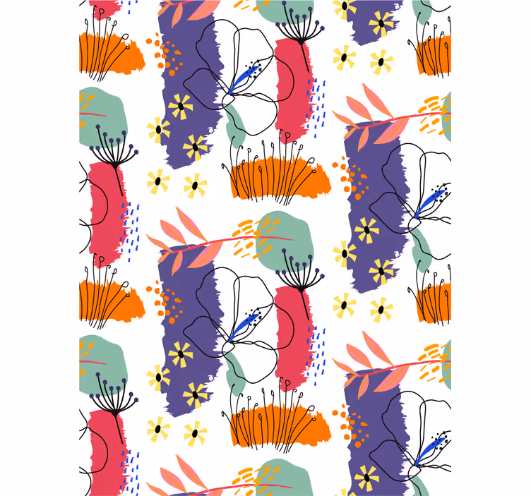 Papel tapiz flores patrón de dibujo botánico - TenVinilo