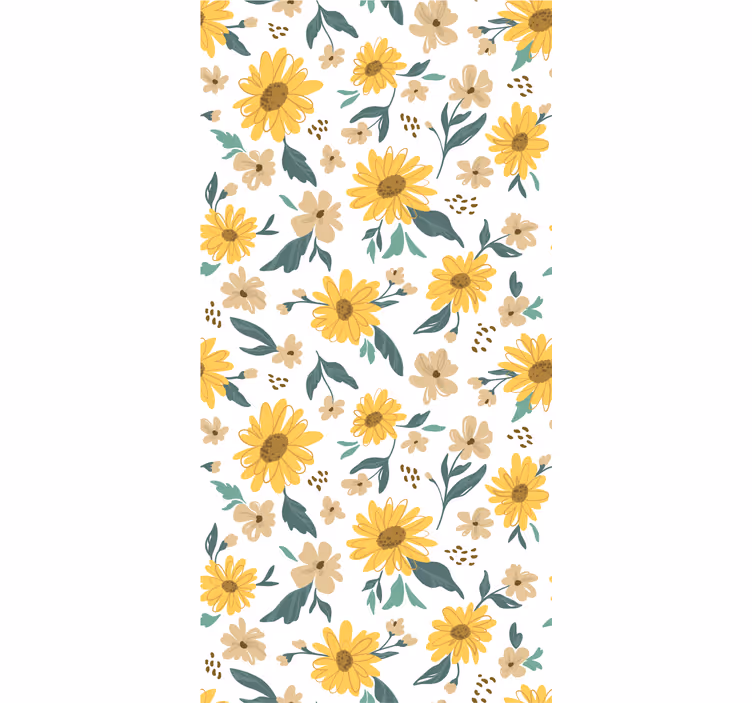 Papel pintado floral Patrón de girasoles dibujados a mano - TenVinilo