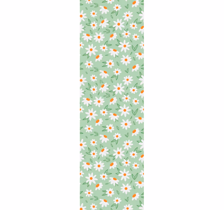 Papel de pared Patrón de flores de margarita en verde - TenVinilo
