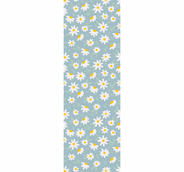 Papel pintado flores Margarita flores fondo azul - TenVinilo