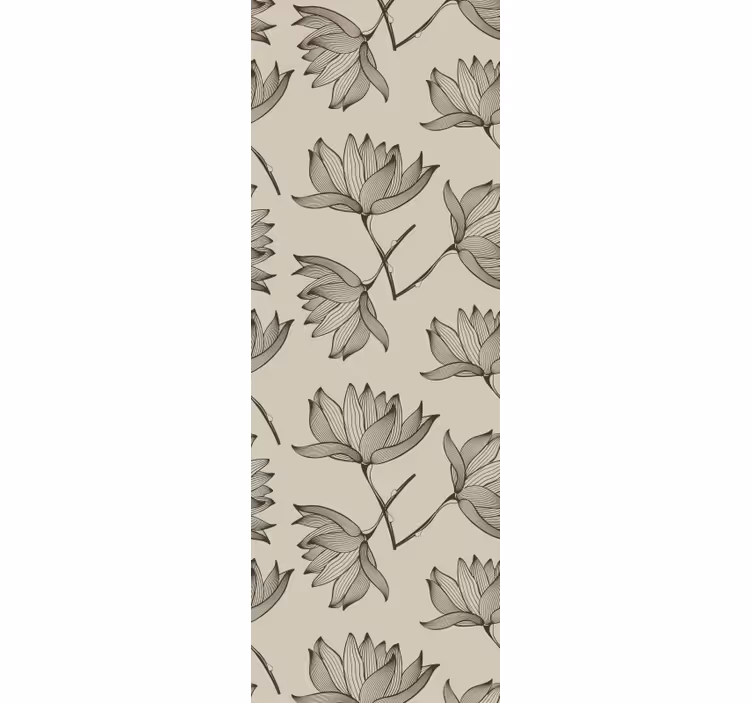 Papel pintado flores Loto marrón - TenVinilo