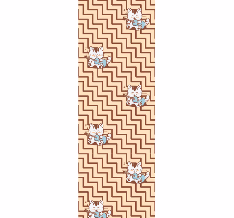 Papel tapiz gatos motivo felino geométrico - TenVinilo