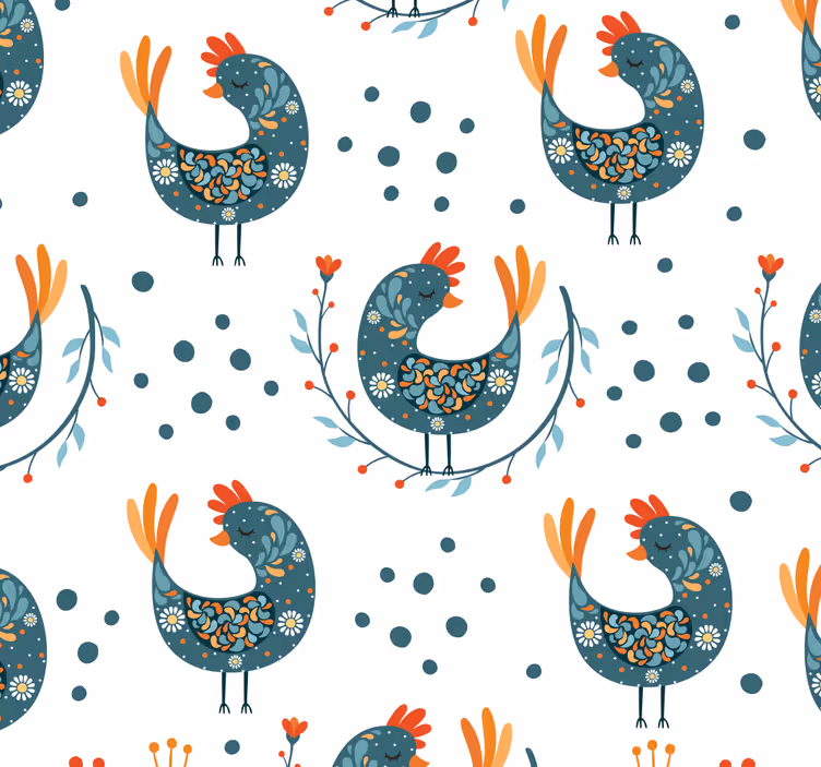 Papel pintado salón Patrón de pollo popular sin costuras - TenVinilo