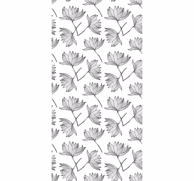 Papel pintado flores Patrón de lotos blancos - TenVinilo