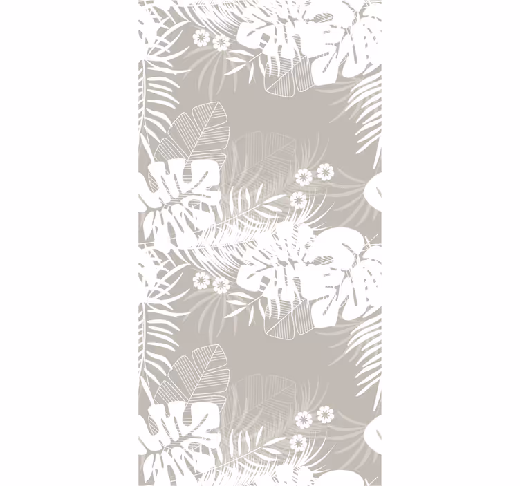 Papel pintado comedor hojas tropicales grises - TenVinilo