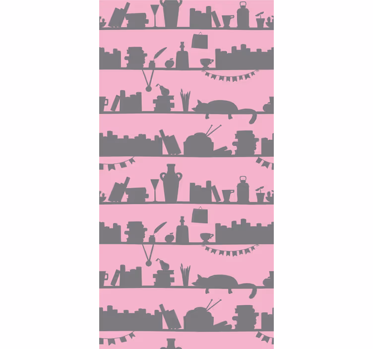 Papel pintado moderno Librería rosa y gris - TenVinilo