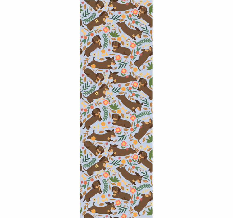 Papel tapiz perros patrón floral de elefante - TenVinilo