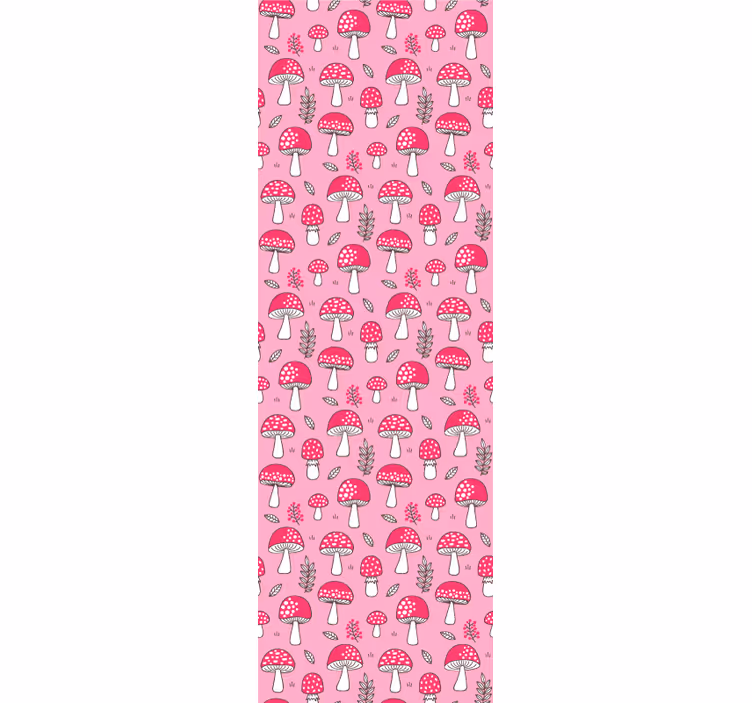 Papel pintado flores Setas y plantas clásicas sobre fondo rosa - TenVinilo