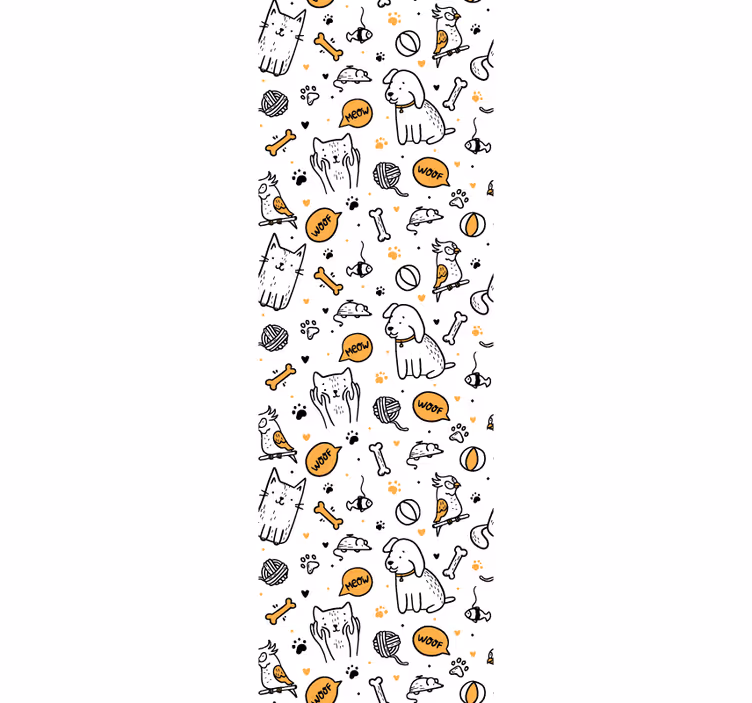 Papel pintado perros Mascotas gatos y perros estilo doodle - TenVinilo