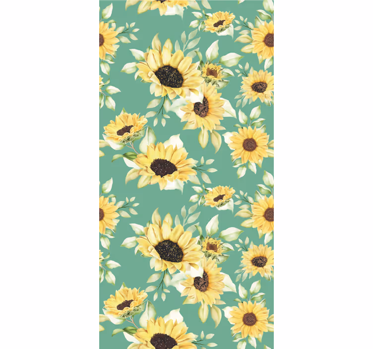 Papel tapiz flores flores de girasol - TenVinilo